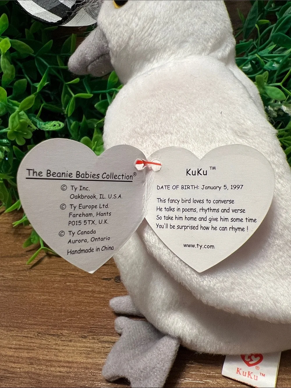 TY Beanie Baby Kuku the Cockatoo TAG ERRORS RARE RETIRED 1997 1998